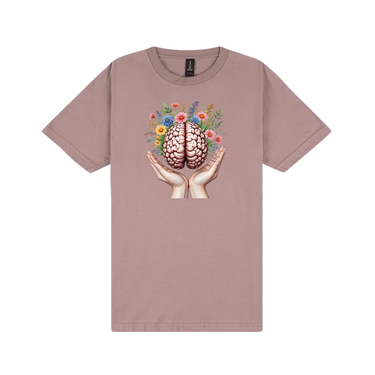 Flowery Brain T-Shirt - DTF Printed Gildan Unisex Tee - 100% Ring-Spun Cotton