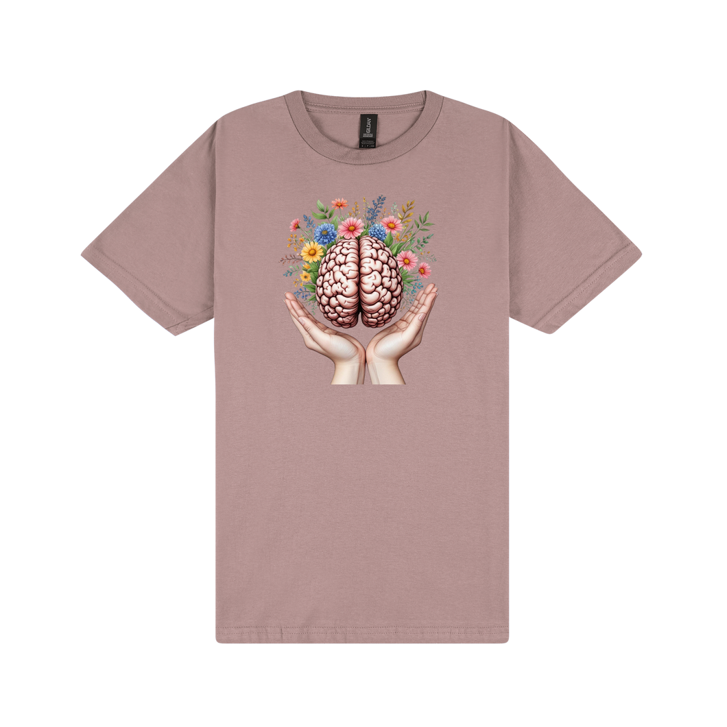 Flowery Brain T-Shirt - DTF Printed Gildan Unisex Tee - 100% Ring-Spun Cotton