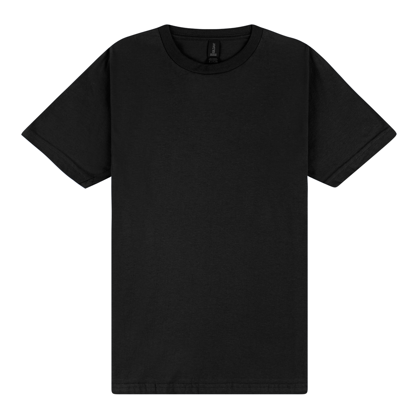 Black t-shirt on a white background
