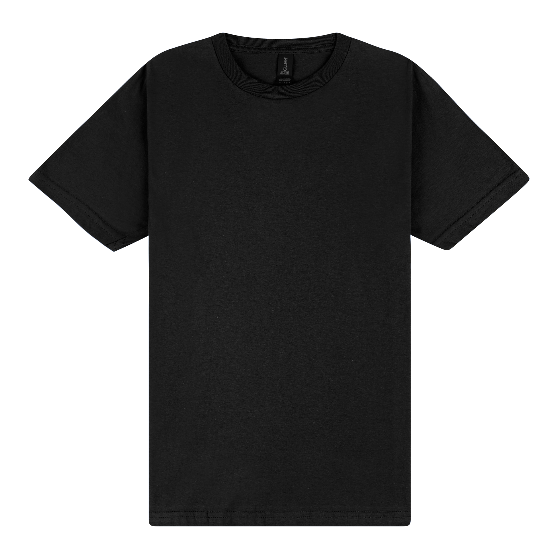Black t-shirt on a white background