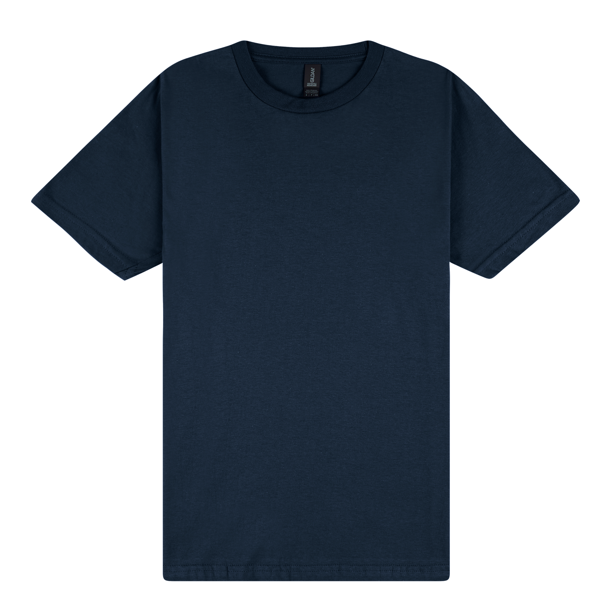 Navy blue t-shirt on a white background