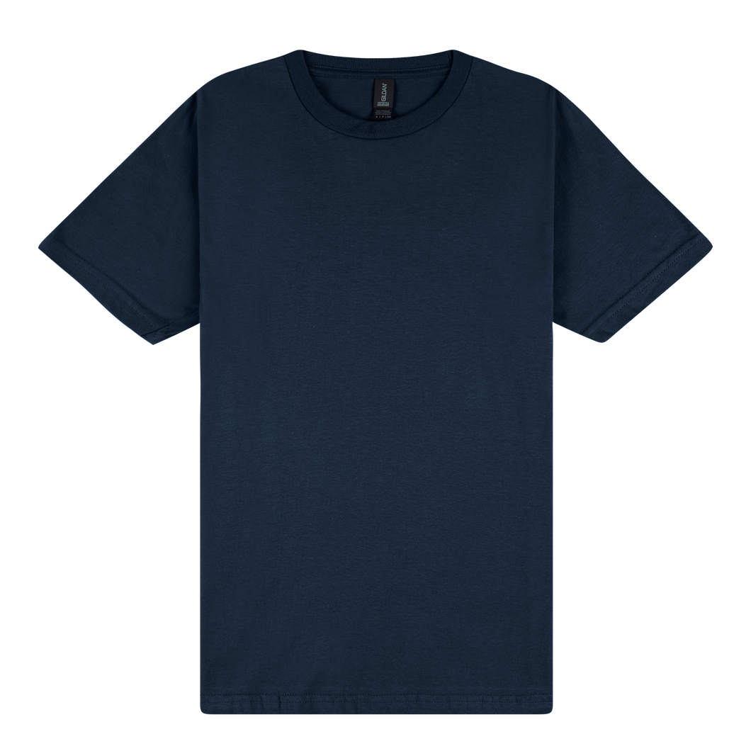 Navy blue t-shirt on a white background