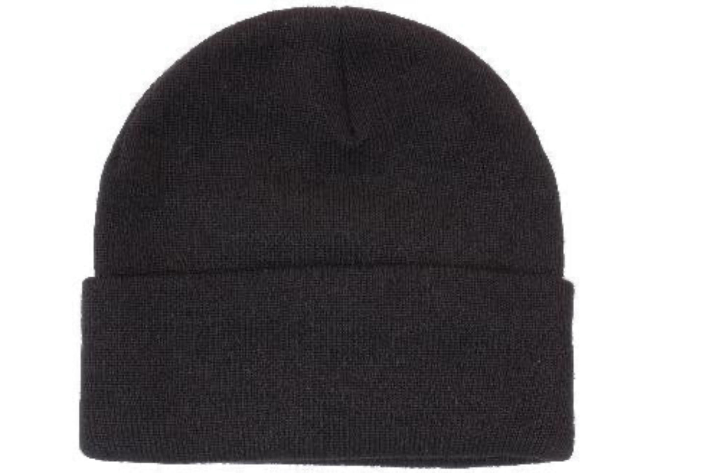 Black beanie hat on a white background