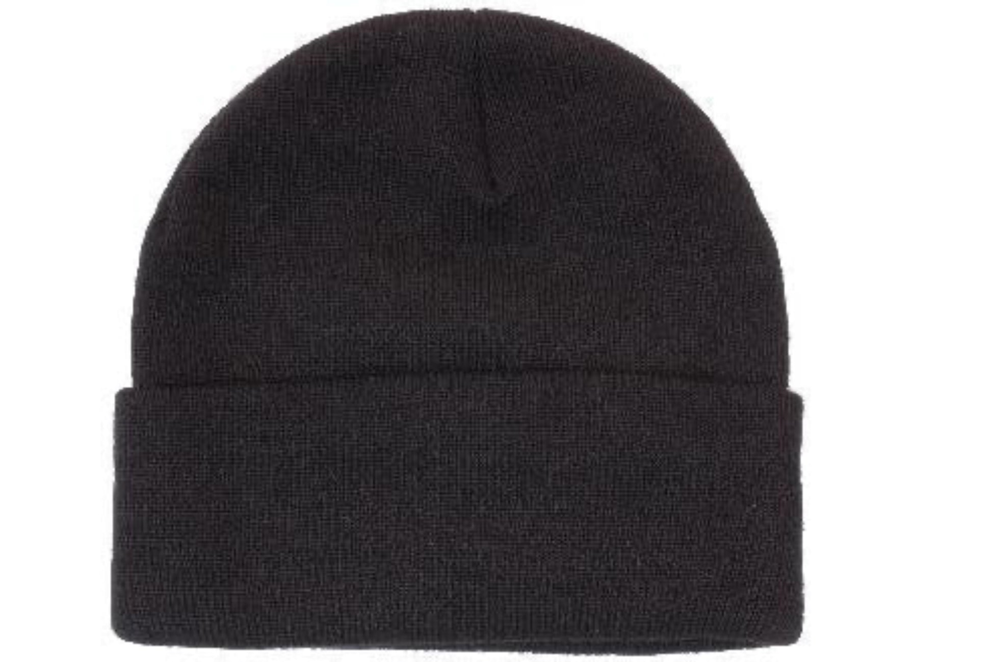 Black beanie hat on a white background