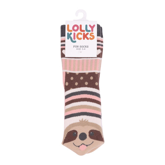 Lolly Kicks Sloth Socks – Kids Single Pair