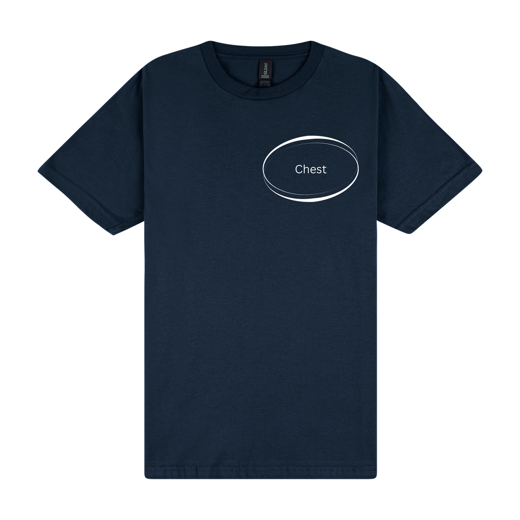 Custom Logo Navy T-Shirt - DTF Printed Tee - Personalised Decoration Service on Gildan Softstyle