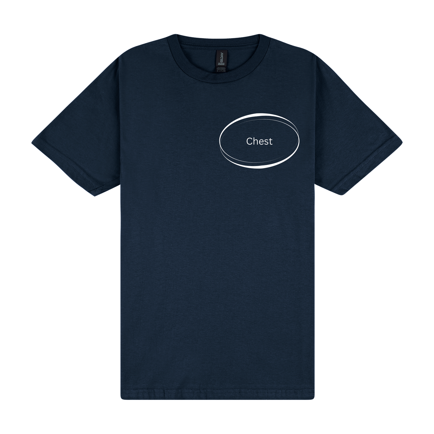 Custom Logo Navy T-Shirt - DTF Printed Tee - Decoration Service on Gildan Softstyle