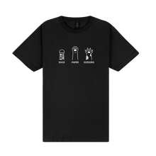 Load image into Gallery viewer, Rock Paper Scissors Paws - Embroidered Slogan T-Shirt
