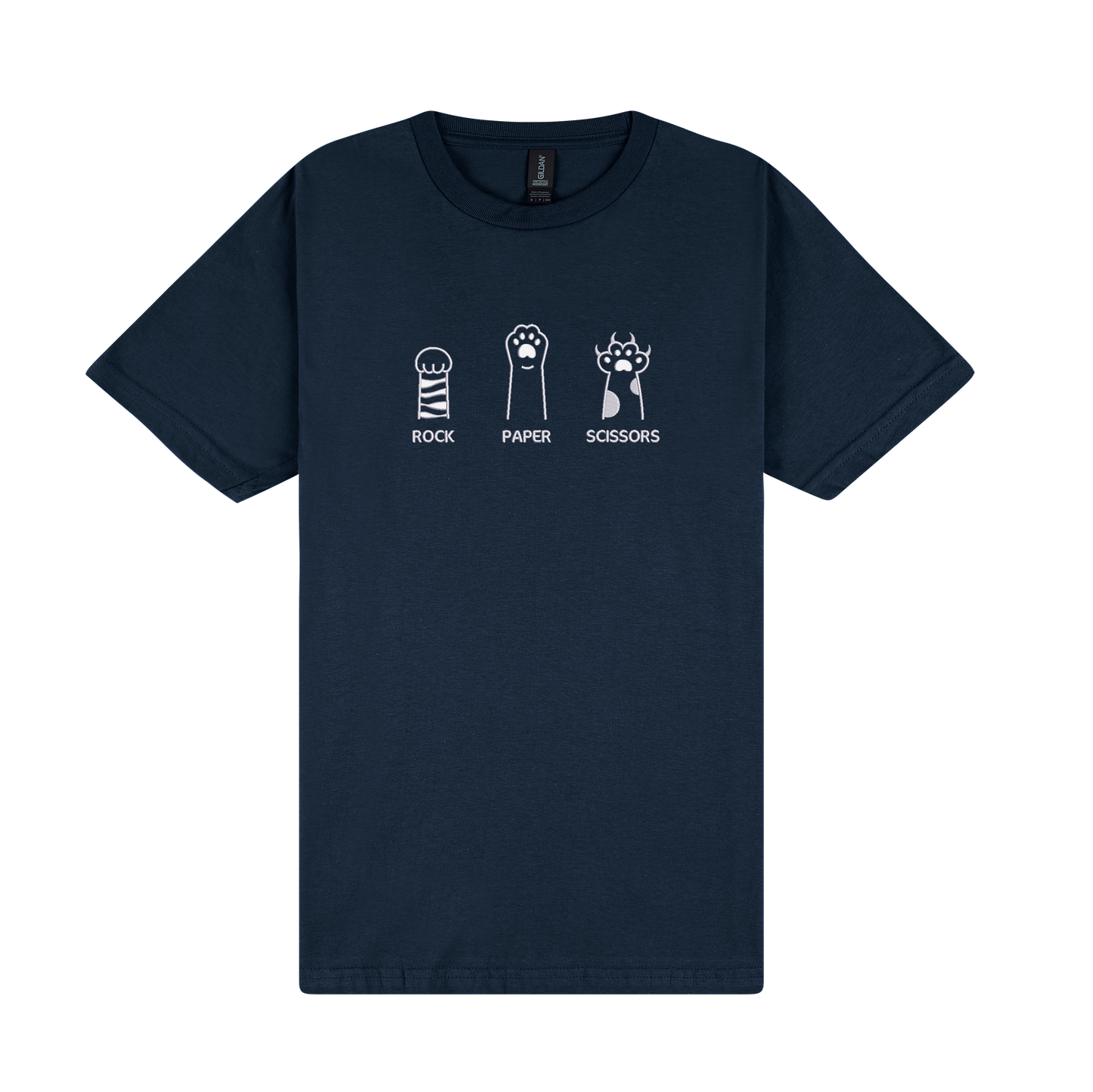 Rock Paper Scissors Paws - Embroidered Slogan T-Shirt