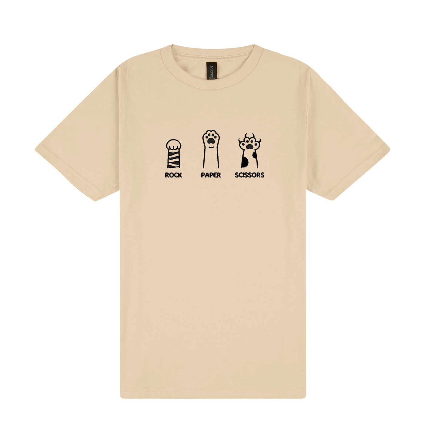 Rock Paper Scissors Paws - Embroidered Slogan T-Shirt