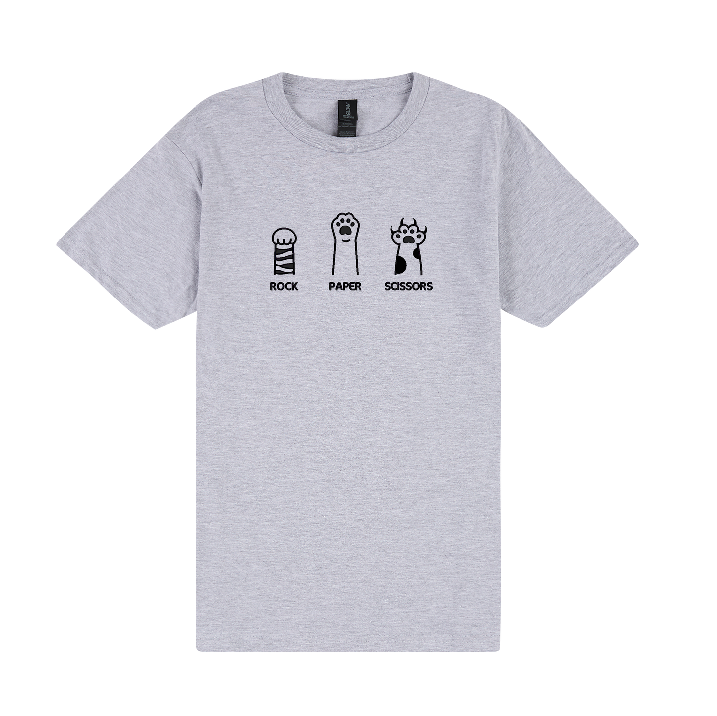 Rock Paper Scissors Paws - Embroidered Slogan T-Shirt