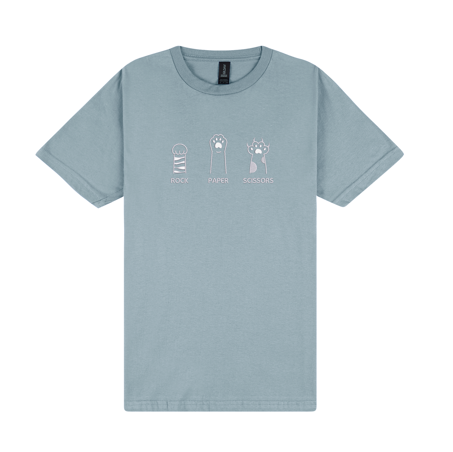 Rock Paper Scissors Paws - Embroidered Slogan T-Shirt