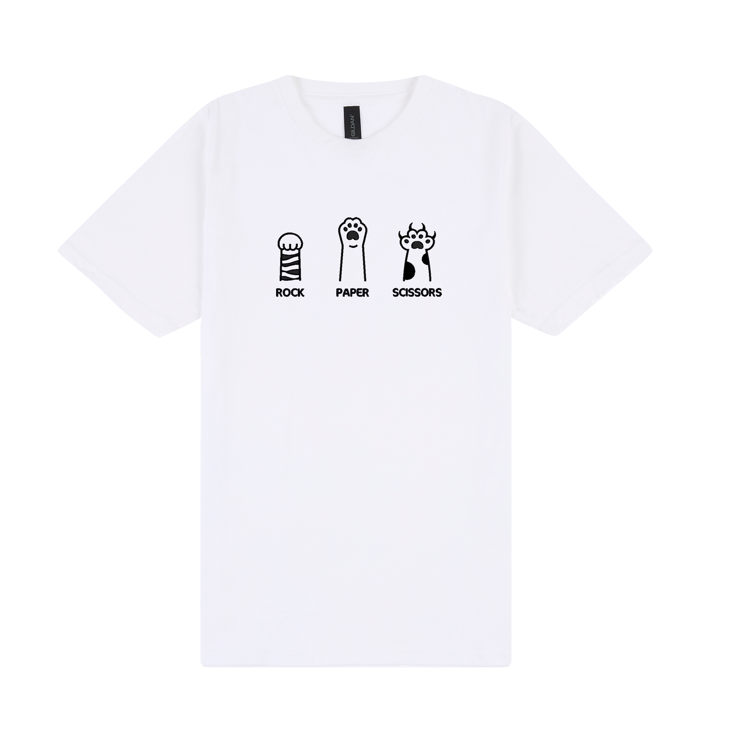 Rock Paper Scissors Paws - Embroidered Slogan T-Shirt