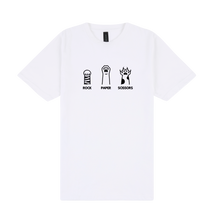 Load image into Gallery viewer, Rock Paper Scissors Paws - Embroidered Slogan T-Shirt
