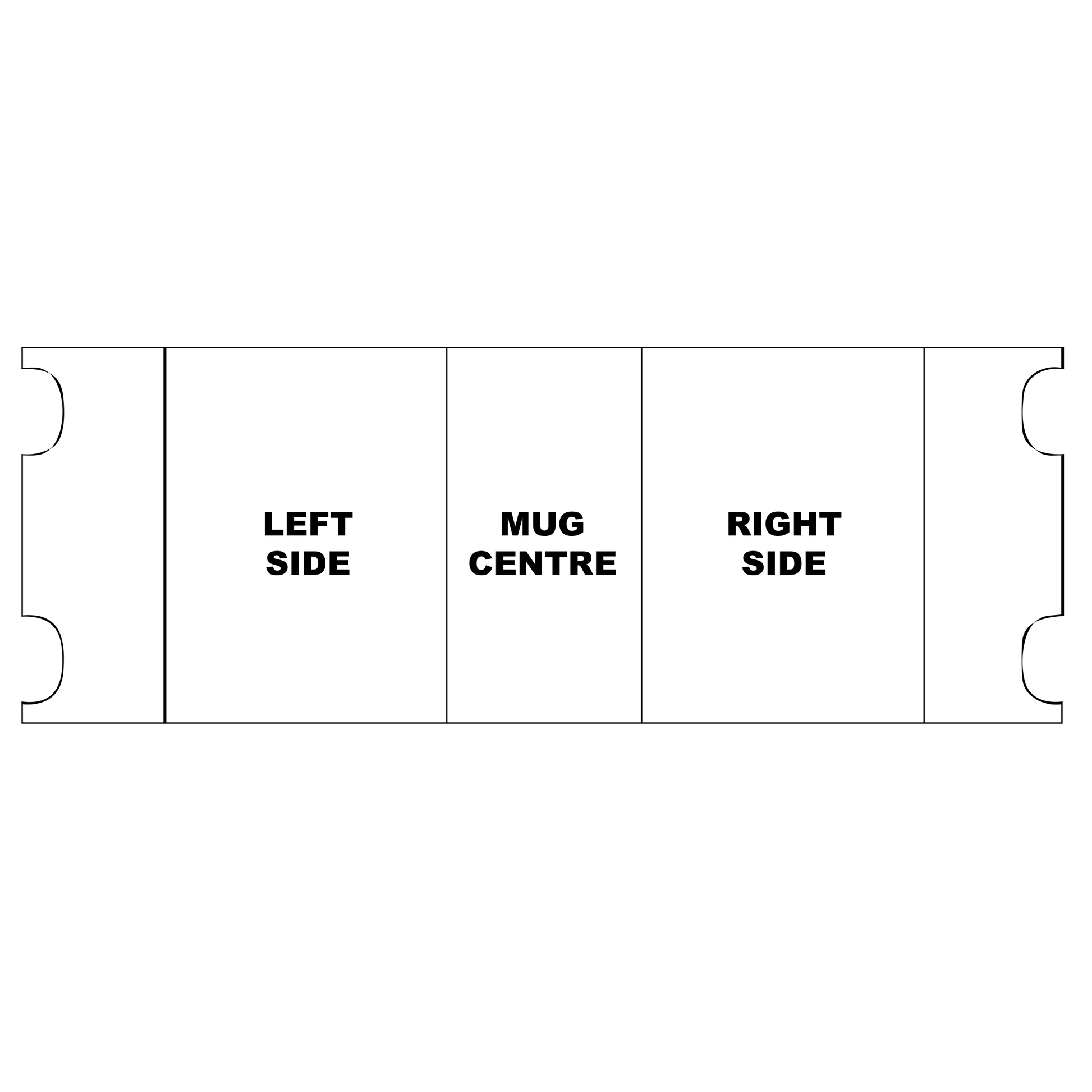 Diagram of a mug with labeled left, center, and right sides.