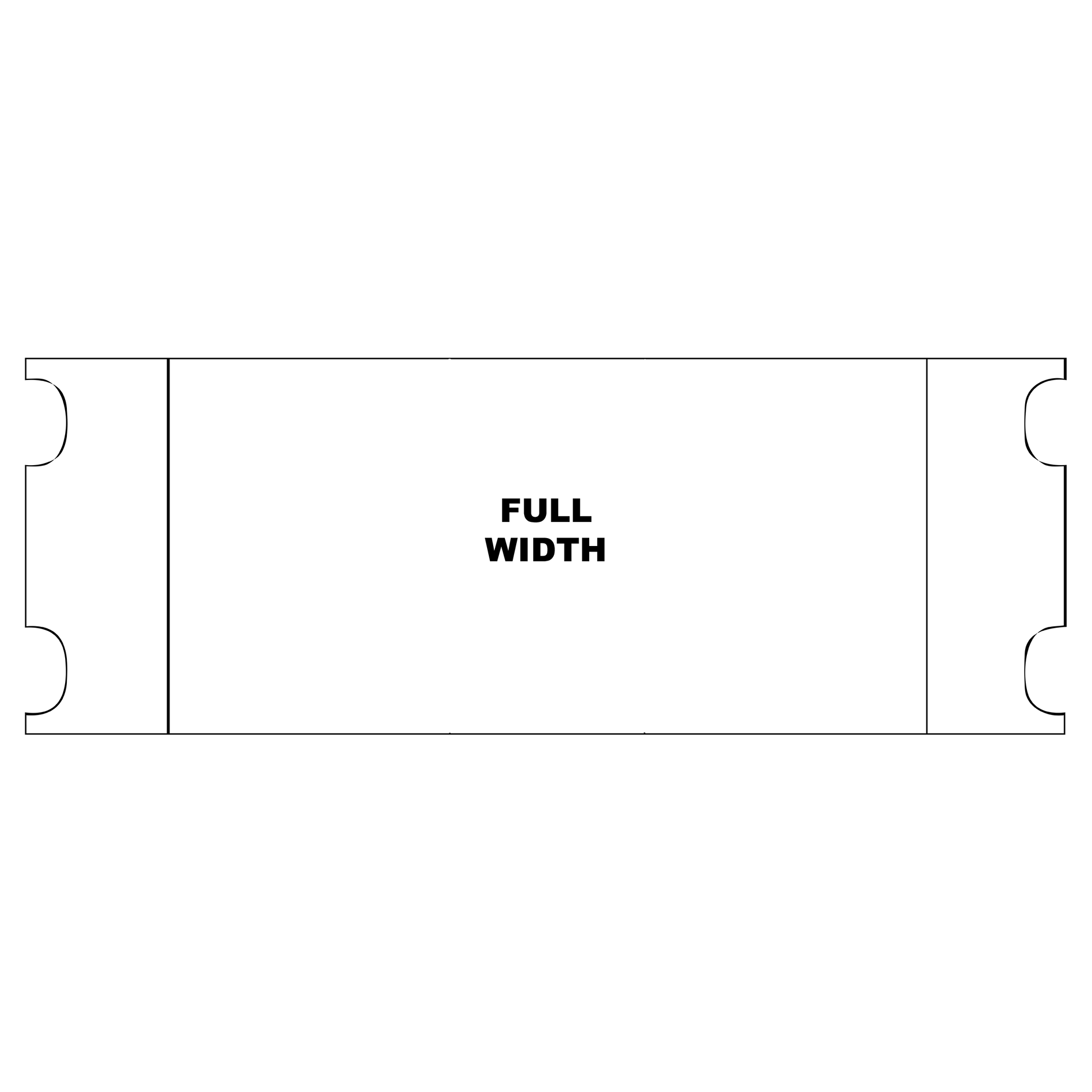 Outline of a product with 'FULL WIDTH' text on a white background