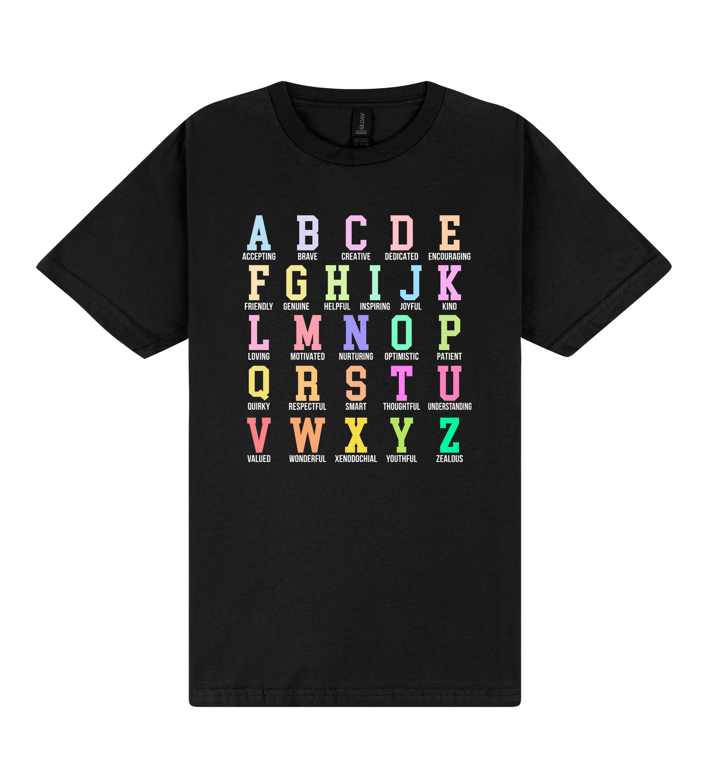 Alphabet Affirmations - DTF Print Slogan T-Shirt