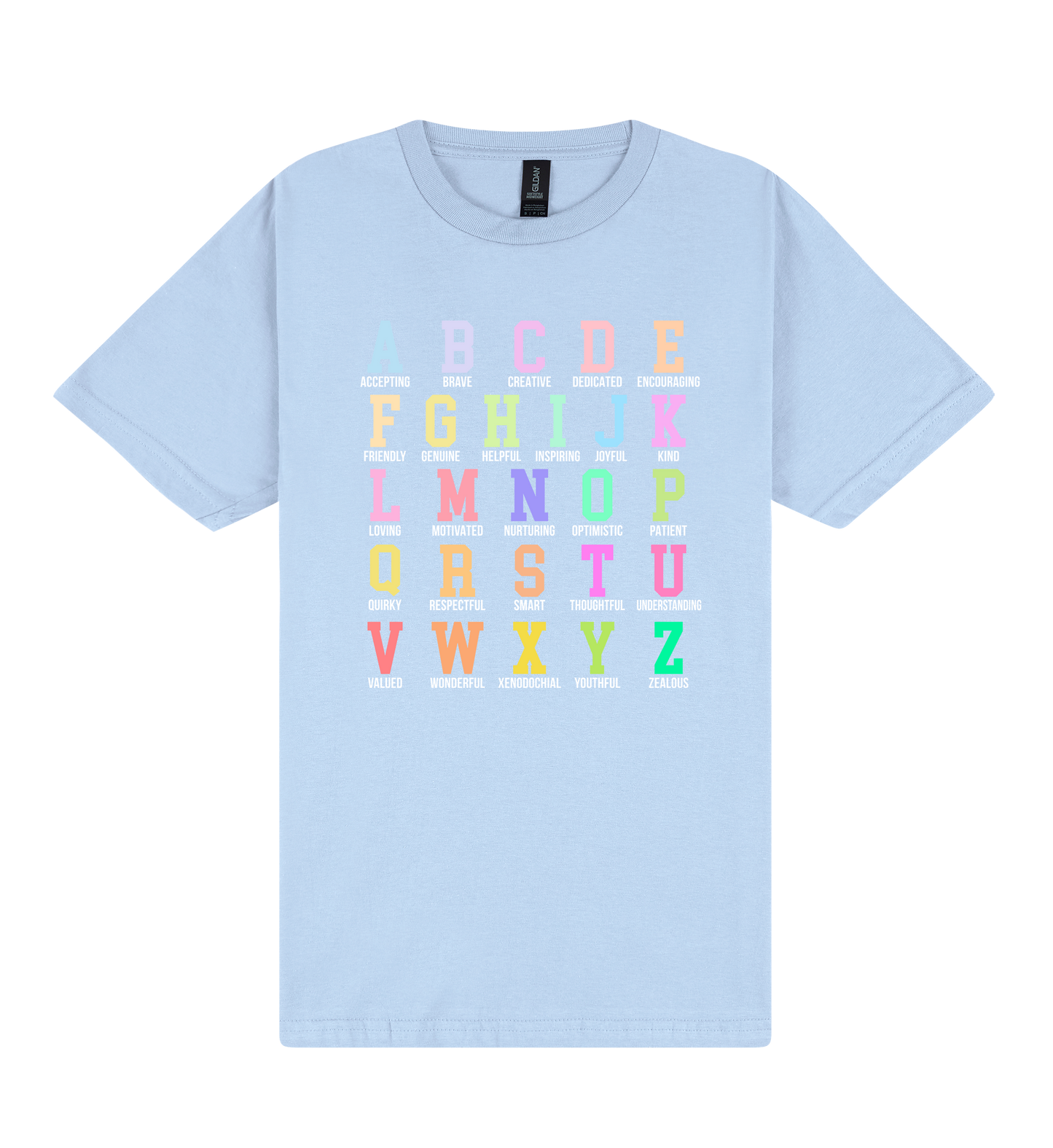 Alphabet Affirmations - DTF Print Slogan T-Shirt