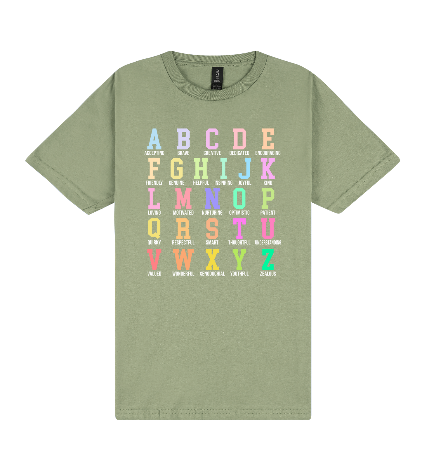 Alphabet Affirmations - DTF Print Slogan T-Shirt