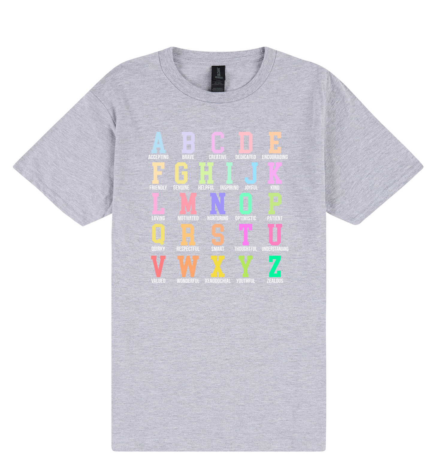 Alphabet Affirmations - DTF Print Slogan T-Shirt