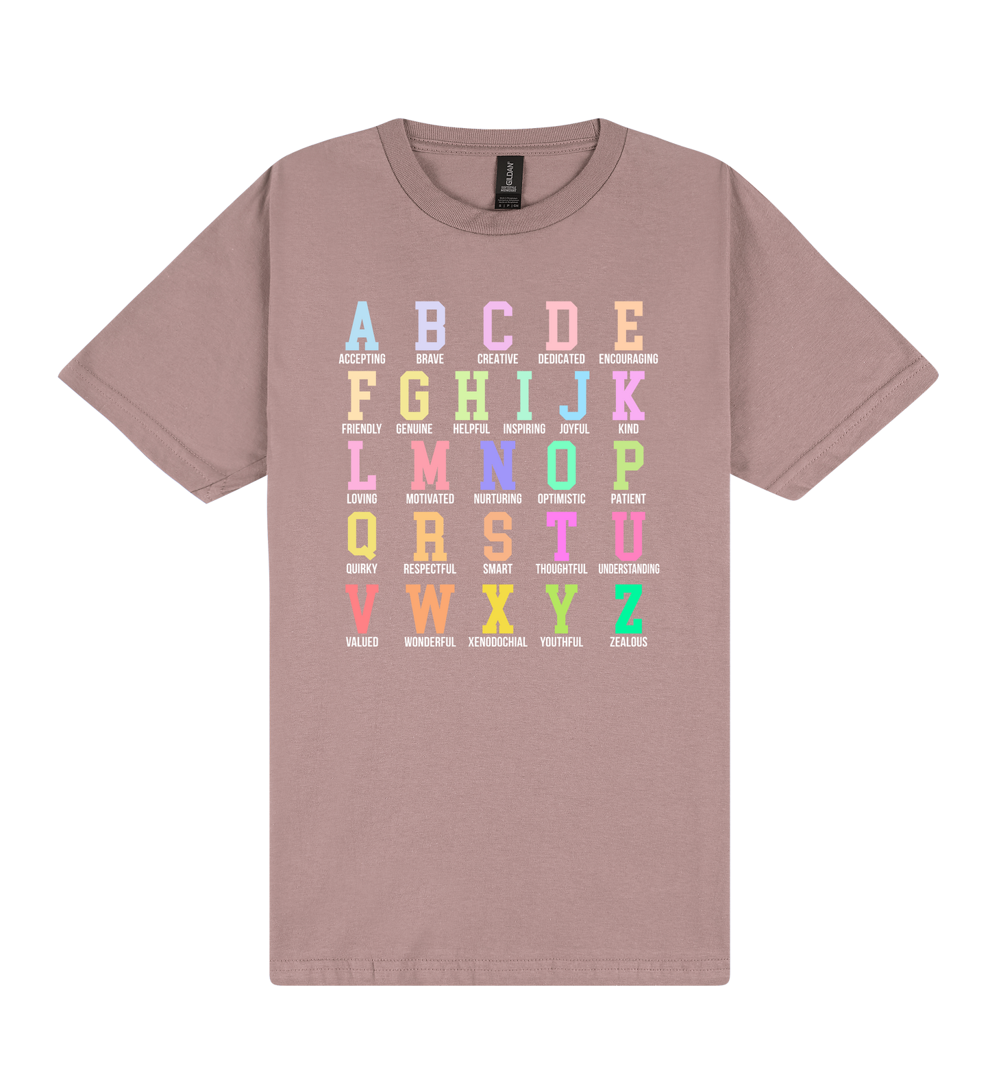 Alphabet Affirmations - DTF Print Slogan T-Shirt