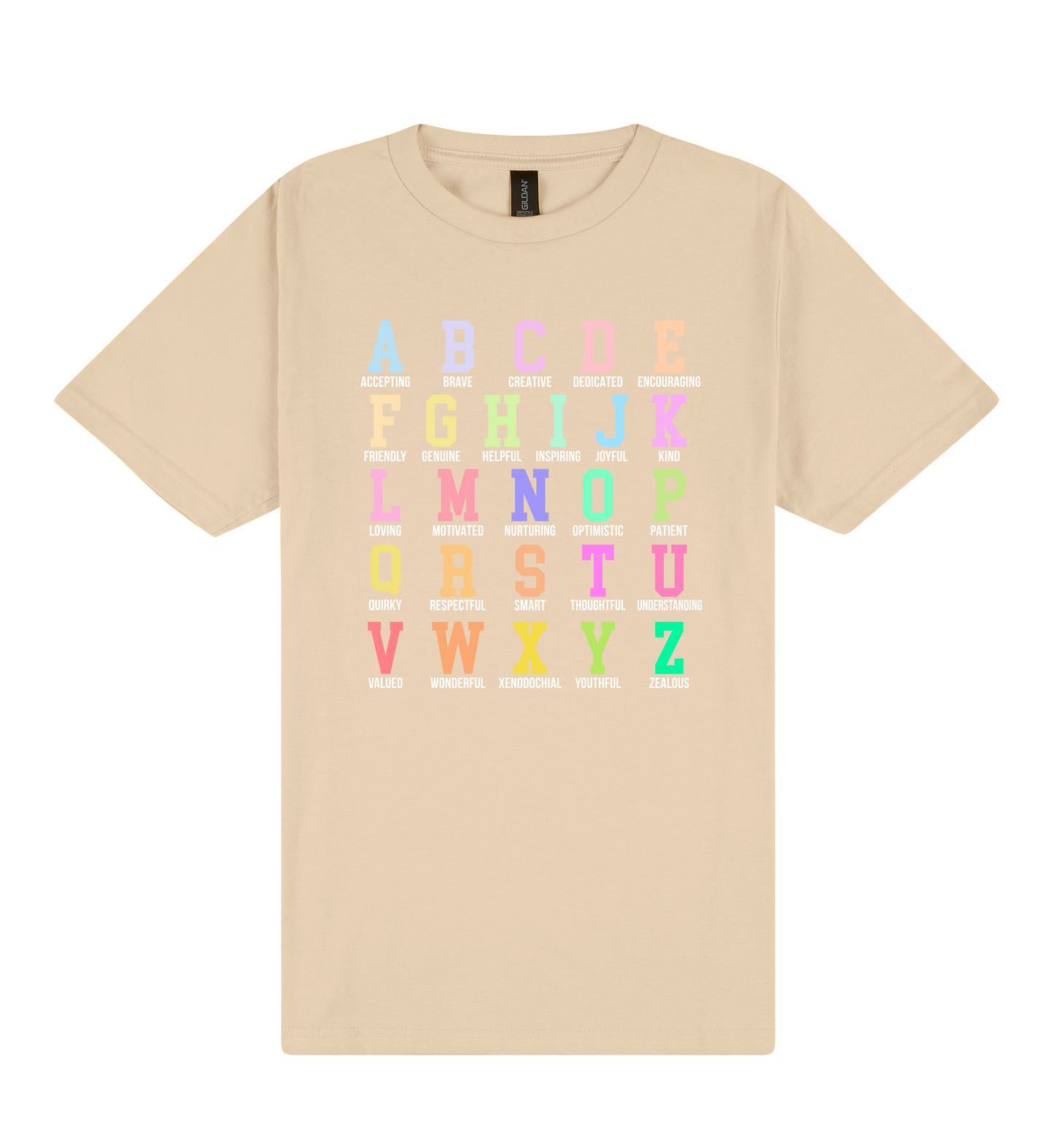 Alphabet Affirmations - DTF Print Slogan T-Shirt