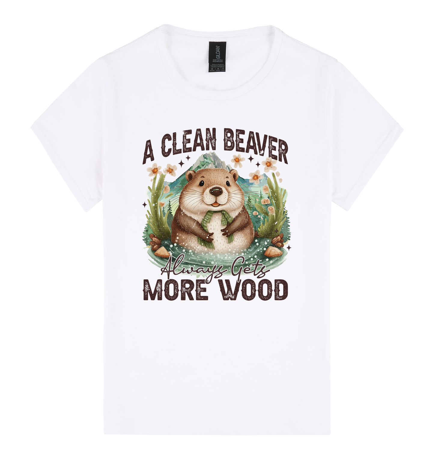 A Clean Beaver Always Gets More Wood - DTF Print Slogan Ladies Style Tee