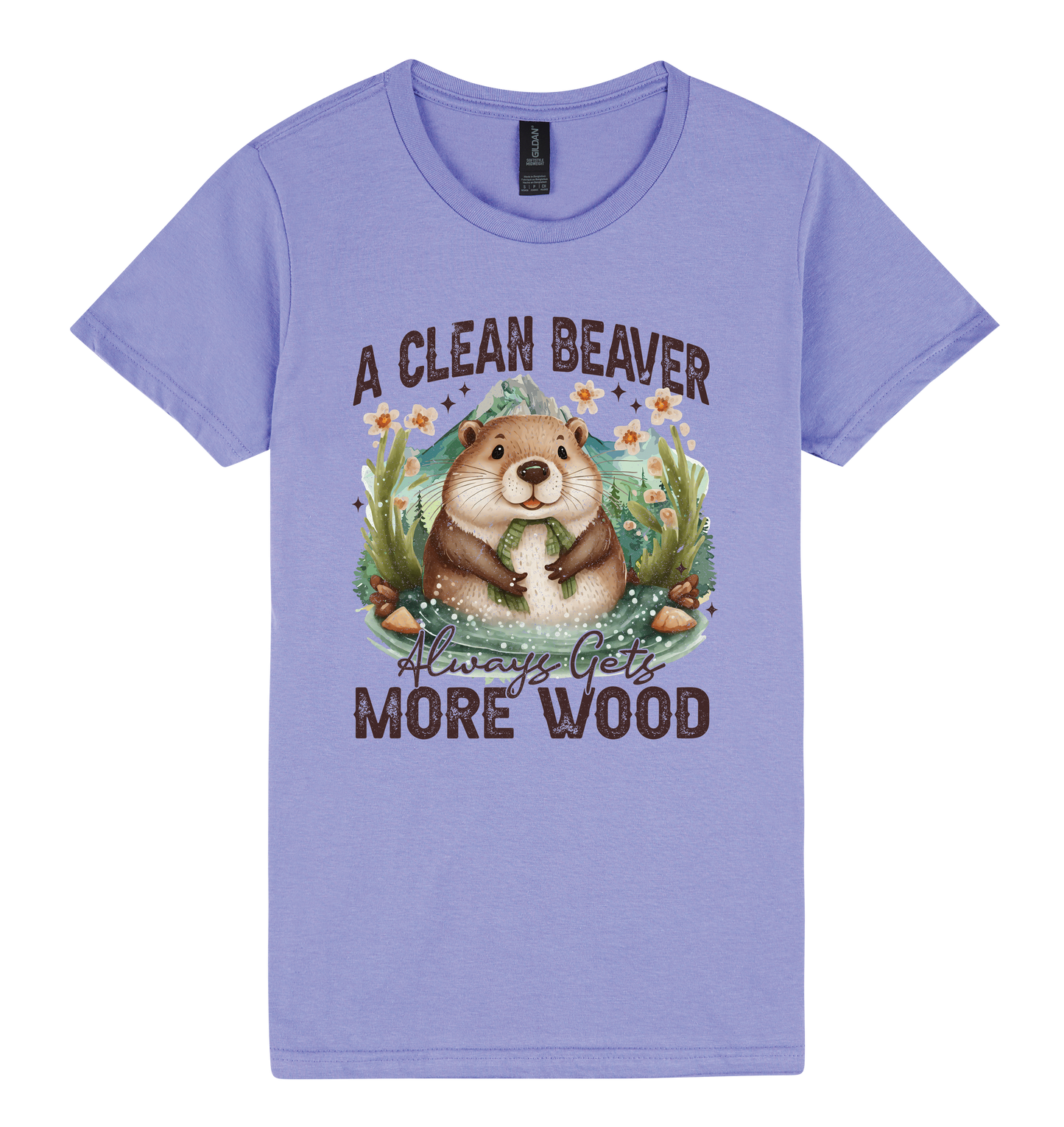 A Clean Beaver Always Gets More Wood - DTF Print Slogan Ladies Style Tee