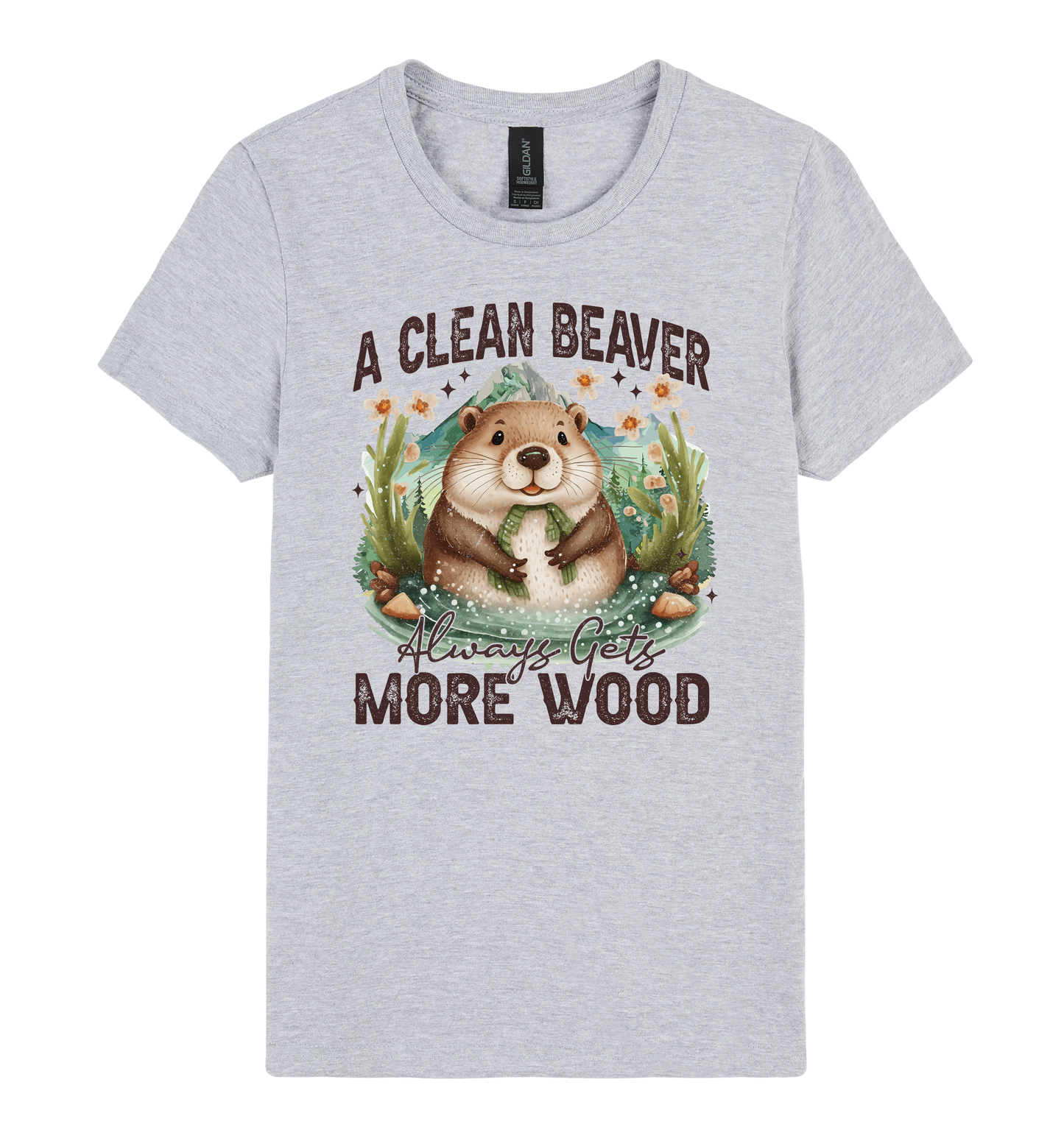 A Clean Beaver Always Gets More Wood - DTF Print Slogan Ladies Style Tee
