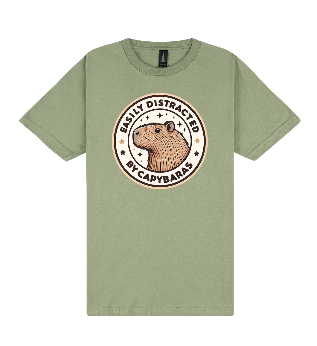 Easily Distracted by Capybaras - Capybara Slogan T-Shirt