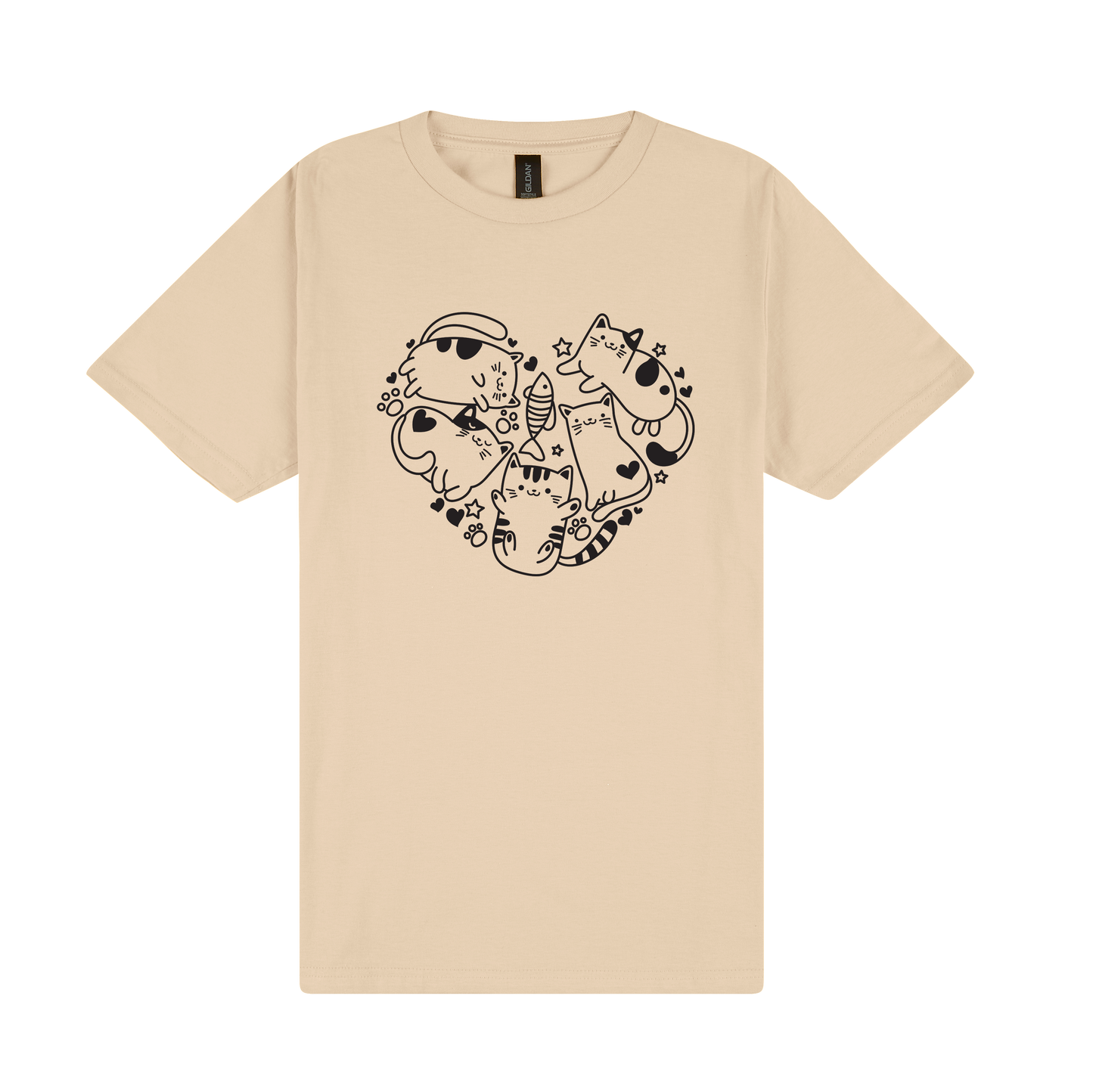 Cute Cat Heart - DTF Print Slogan T-Shirt
