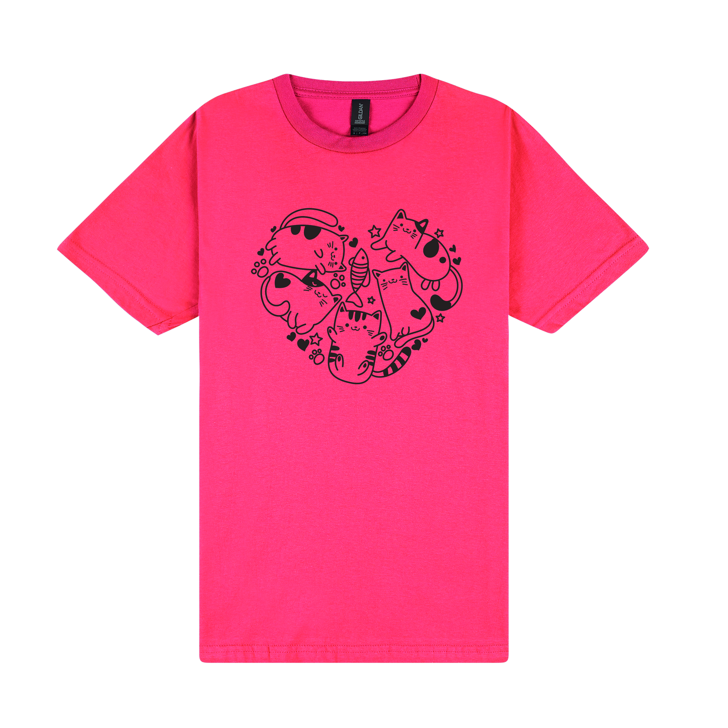 Cute Cat Heart - DTF Print Slogan T-Shirt