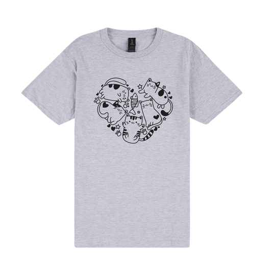 Cute Cat Heart - DTF Print Slogan T-Shirt