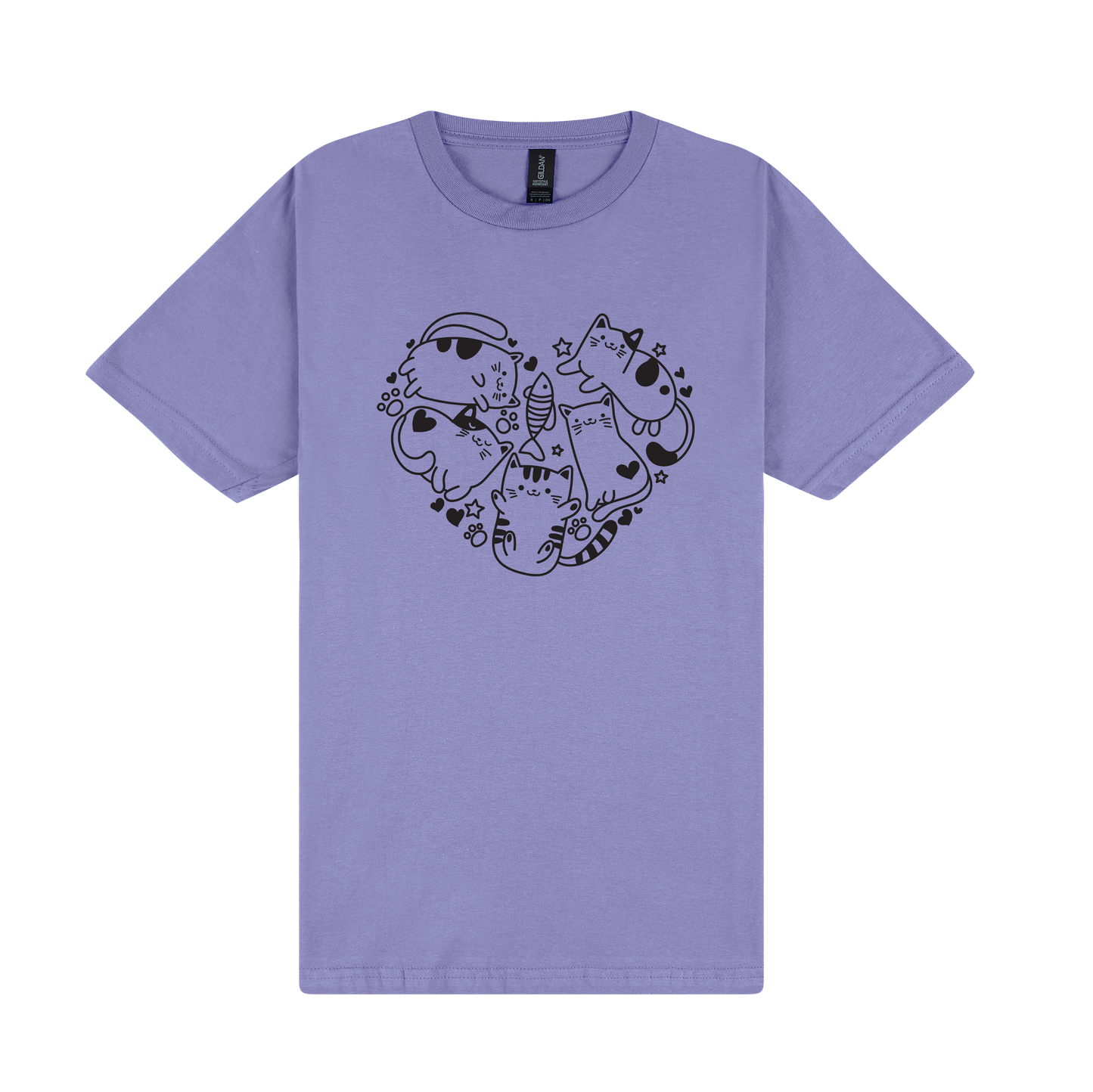 Cute Cat Heart - DTF Print Slogan T-Shirt