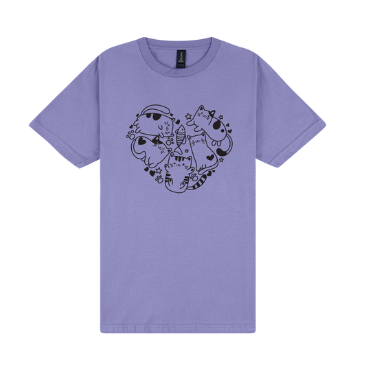 Cute Cat Heart - DTF Print Slogan T-Shirt