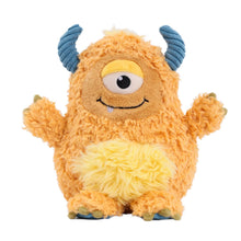 Load image into Gallery viewer, Plush toy monster with one eye and blue horns on a white background

