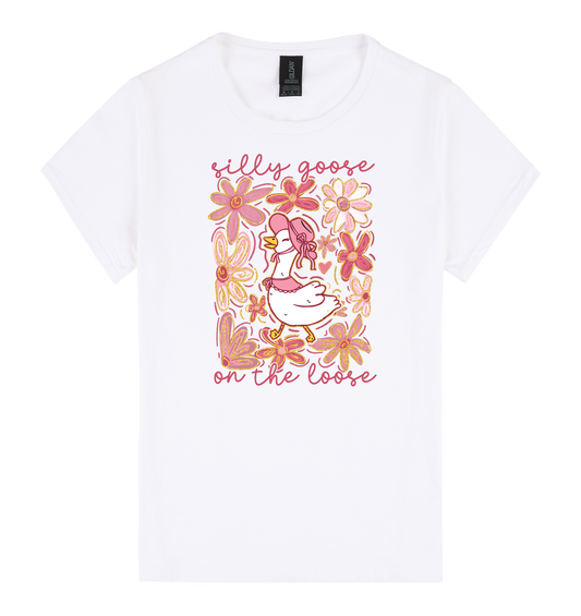 Silly Goose on the Loose - DTF Print Slogan Ladies Style Tee