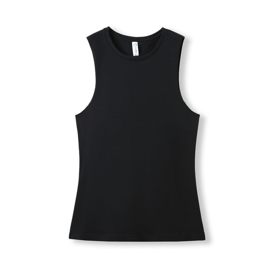 Black sleeveless shirt on a white background