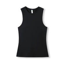 Load image into Gallery viewer, Black sleeveless shirt on a white background
