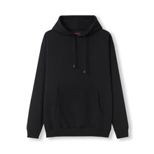 Load image into Gallery viewer, Black hoodie on a white background
