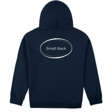 Load image into Gallery viewer, Navy blue hoodie with &#39;Small Back&#39; text on a white background
