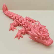 Load image into Gallery viewer, 3d PLA Printed Baby Pink Glitter Rose Dragon Cinderwing
