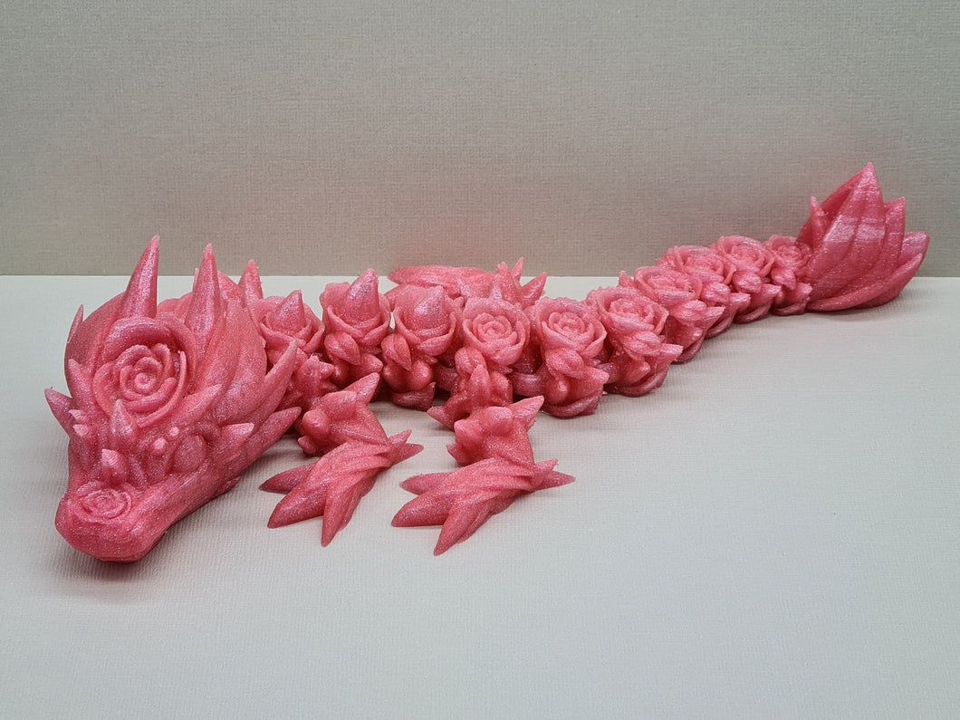 3d PLA Printed Baby Pink Glitter Rose Dragon Cinderwing