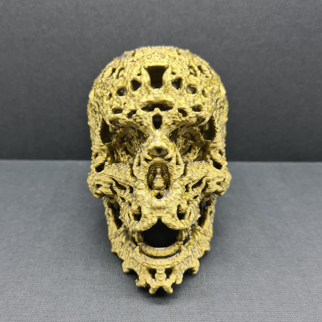 Silk 2 Tone PLA 3D Printed Textured Skull Black Bronze