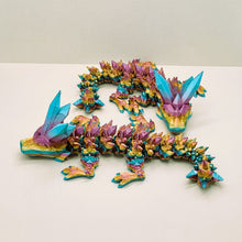 Load image into Gallery viewer, Small 3d PLA Printed Baby Silk Articulated Rainbow Crystal Dragon
