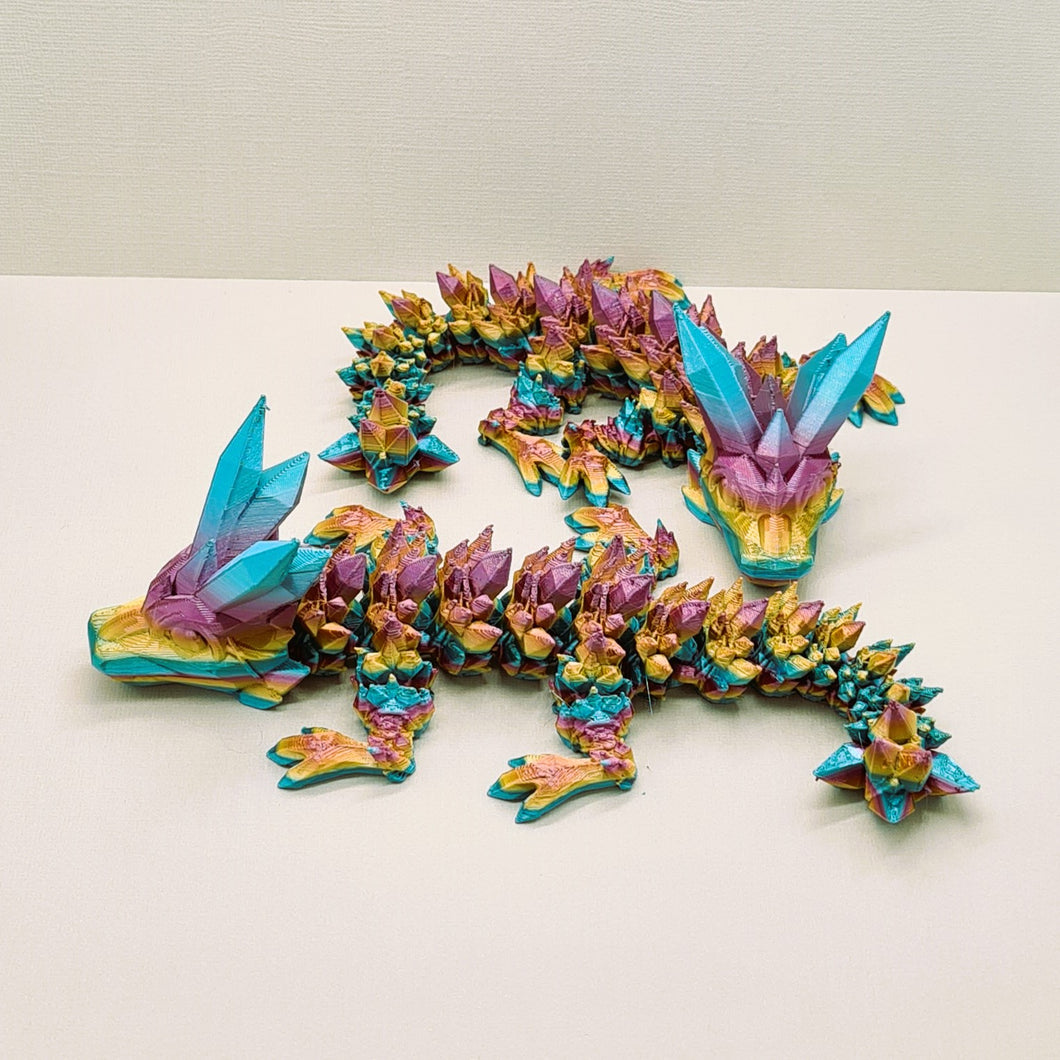 Small 3d PLA Printed Baby Silk Articulated Rainbow Crystal Dragon