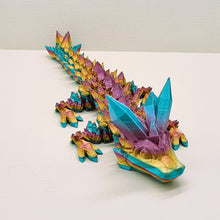 Load image into Gallery viewer, Small 3d PLA Printed Baby Silk Articulated Rainbow Crystal Dragon
