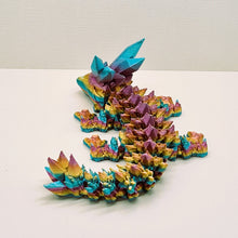 Load image into Gallery viewer, Small 3d PLA Printed Baby Silk Articulated Rainbow Crystal Dragon
