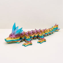 Load image into Gallery viewer, Small 3d PLA Printed Baby Silk Articulated Rainbow Crystal Dragon
