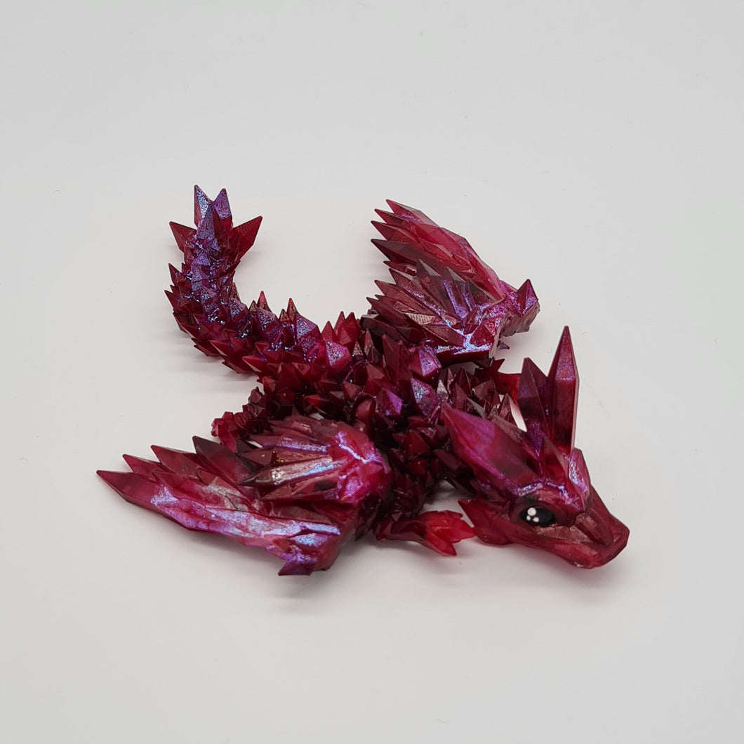 Red 3d Printed UV Resin Tiny Articulated Crystalwing Dragon Cinderwing